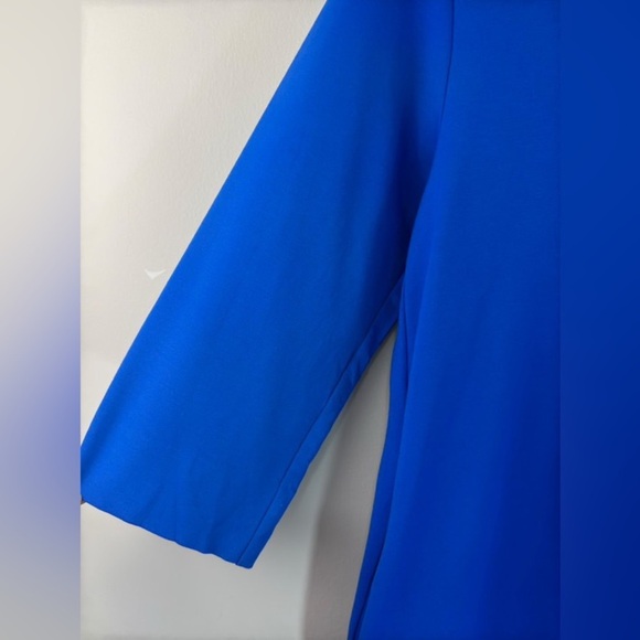 MEIMEIJ V- Neck 3/4 Sleeve Women’s Midi Dress - Azure Blue Size 4 Made in Italy - Picture 8 of 13